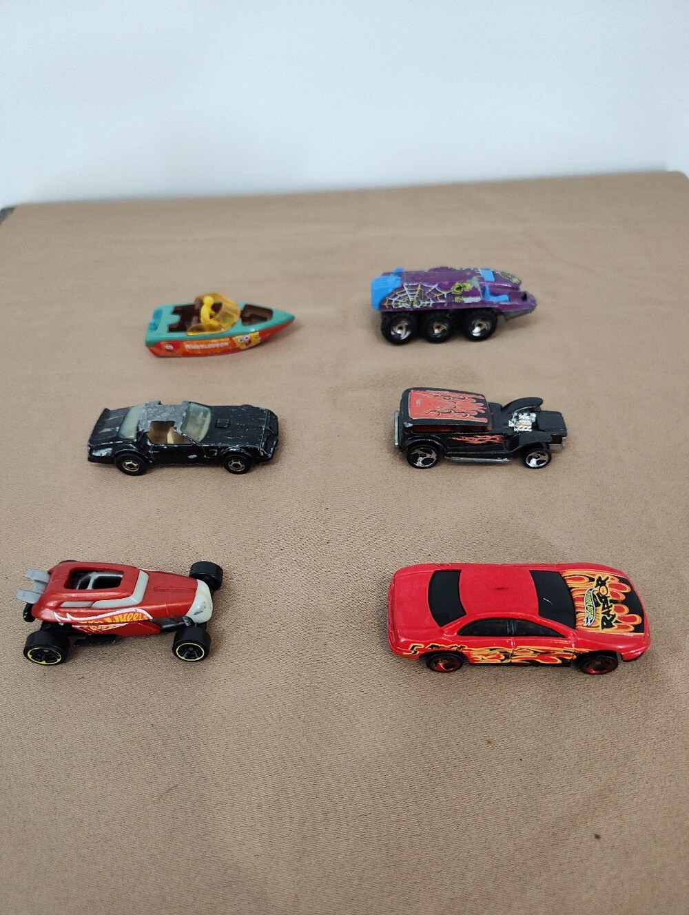 Mattel And Matchbox Red, Black, Purple, Teal Kids Toy Car Set Of 6